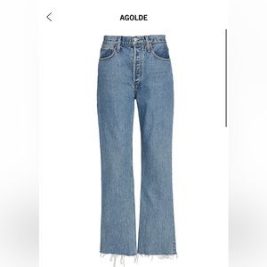 NWTs AGOLDE Static High-Rise Distressed Boot-Cut Crop Jeans